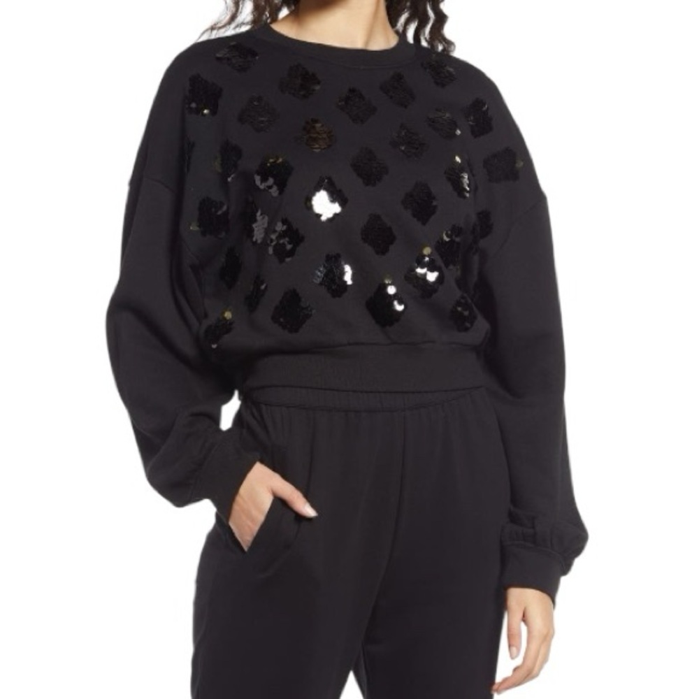 Open Edit Sequin Cropped Sweatshirt